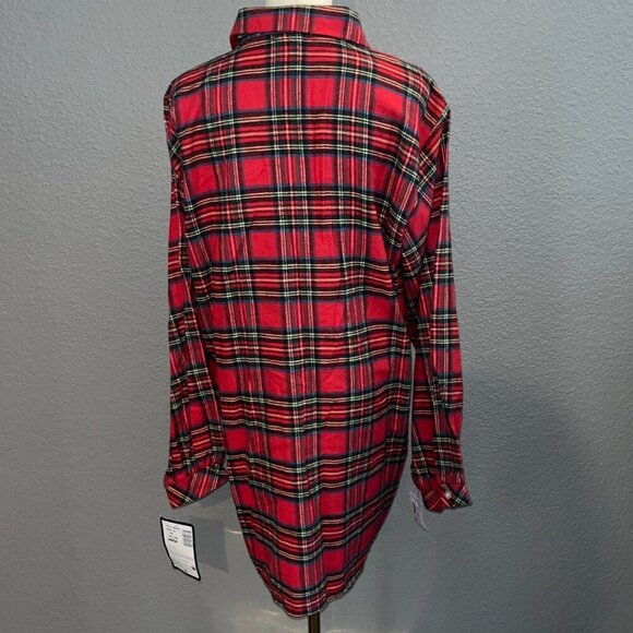 LANZ OF SALZBURG by ELLEN WEST Red Plaid Flannel Grandma Prairie Nightgown NWT L - Picture 4 of 14